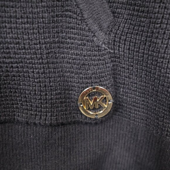 Michael Kors Waffle Knit Pullover Hoodie Sweater Black, Size Medium Lightweight - Picture 4 of 9